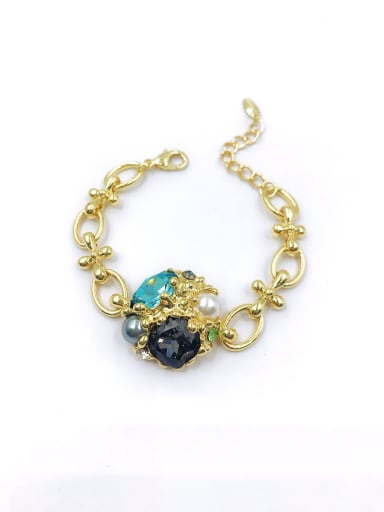 gold+black&blue glass Zinc Alloy Glass Stone Multi Color Irregular Trend Bracelet