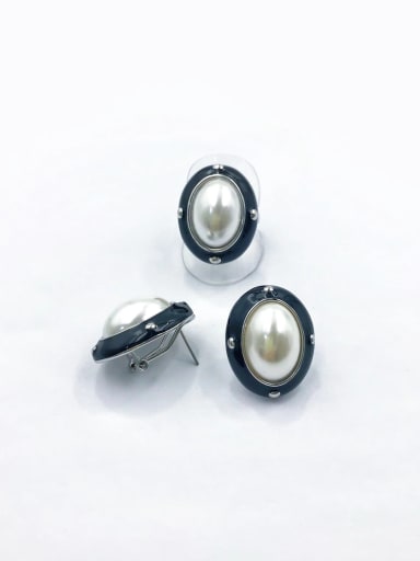 Zinc Alloy Classic Oval Imitation Pearl White Enamel Ring And Earring Set