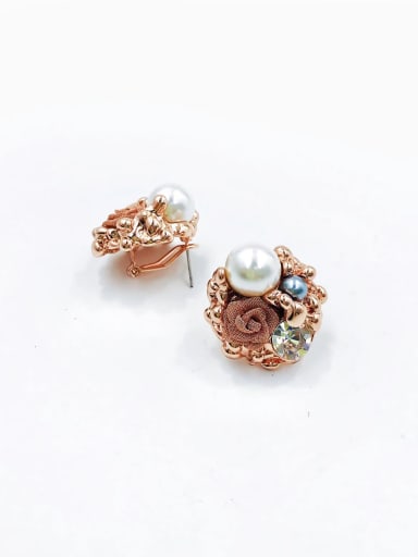 Rose Zinc Alloy Imitation Pearl Multi Color Irregular Trend Clip Earring