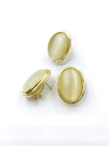 gold+white cat eye stone Minimalist Irregular Zinc Alloy Cats Eye Green Ring And Earring Set