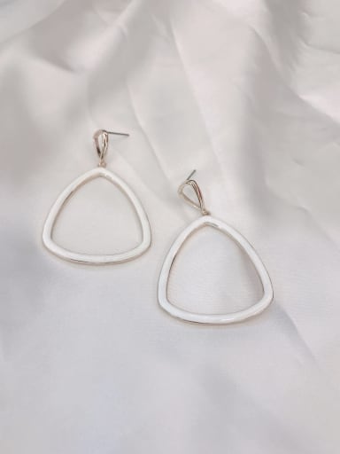 ROSE GOLD+WHITE Zinc Alloy Enamel Geometric Minimalist Drop Earring