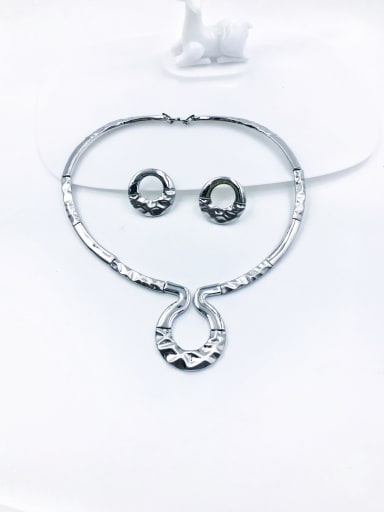 imitation rhodium Zinc Alloy Minimalist Round  Earring and Necklace Set