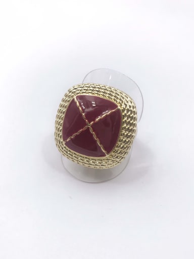 Red Zinc Alloy Enamel Square Classic Band Ring