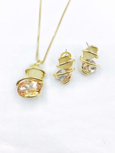 Zinc Alloy Trend Irregular Glass Stone Purple Earring and Necklace Set