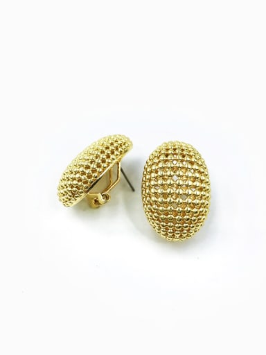 Gold Brass Oval Minimalist Clip Earring