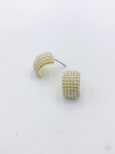 Gold Zinc Alloy Imitation Pearl White Irregular Dainty Stud Earring