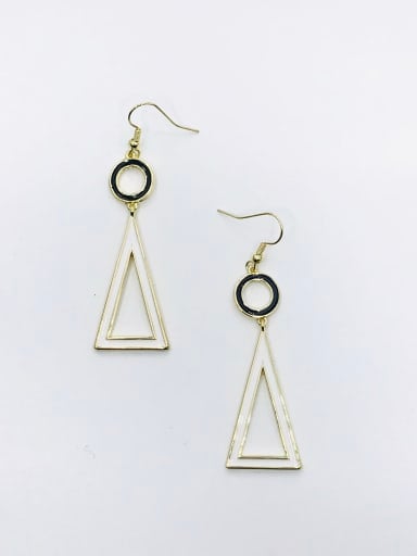 GOLD+BLACK+WHITE Zinc Alloy Enamel Triangle Minimalist Hook Earring