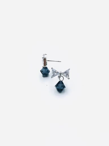 custom Brass austrian Crystal Blue Bowknot Dainty Drop Earring