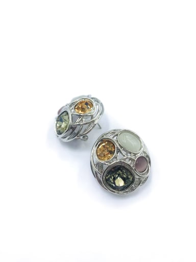 Zinc Alloy Glass Stone Multi Color Irregular Trend Clip Earring