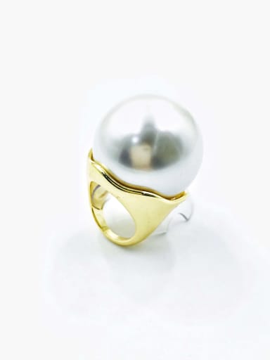 custom Zinc Alloy Imitation Pearl White Ball Statement Band Ring