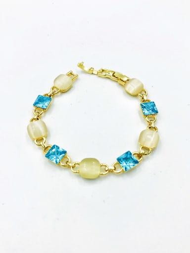 Zinc Alloy Glass Stone Blue Square Trend Bracelet