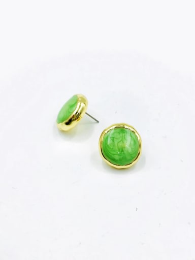 gold+green Enamel Zinc Alloy Enamel Irregular Minimalist Stud Earring