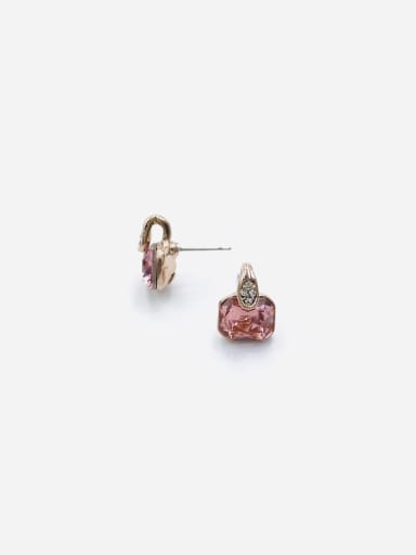 Red Zinc Alloy Glass Stone Champagne Geometric Minimalist Stud Earring