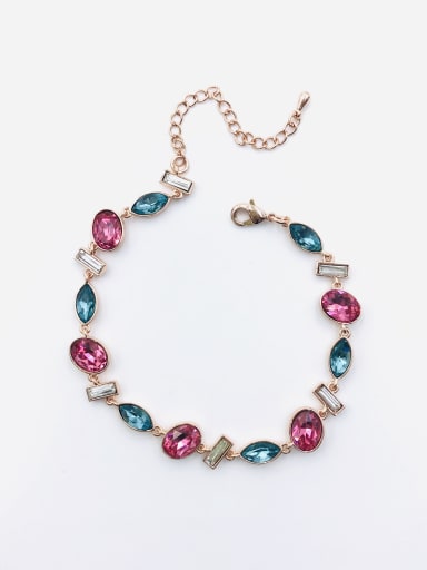 Rose Brass Glass Stone Multi Color Geometric Trend Bracelet
