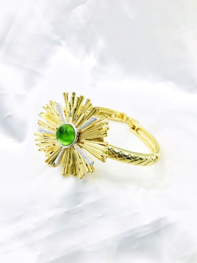 custom Zinc Alloy Resin Green Irregular Statement Band Bangle