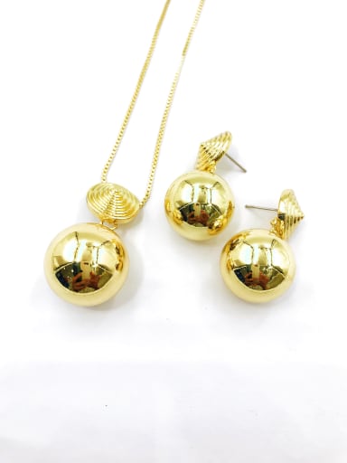 custom Minimalist Round Zinc Alloy Bead Gold Earring and Necklace Set