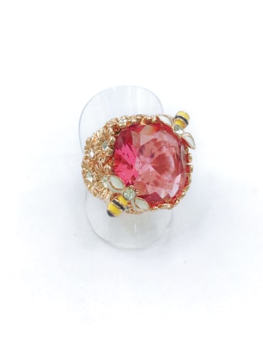 custom Zinc Alloy Enamel Glass Stone Red Flower Trend Band Ring