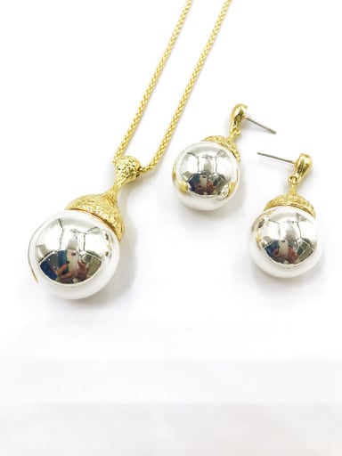 custom Minimalist Water Drop Zinc Alloy Bead Silver Earring and Necklace Set