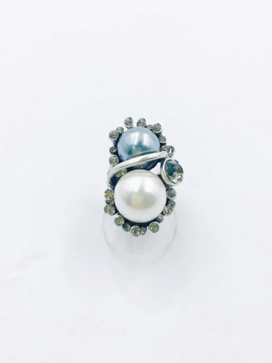 Zinc Alloy Imitation Pearl White Irregular Trend Band Ring