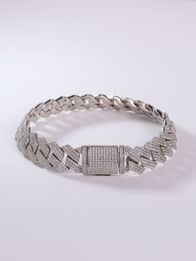925 Sterling Silver Cubic Zirconia White Minimalist Link Bracelet