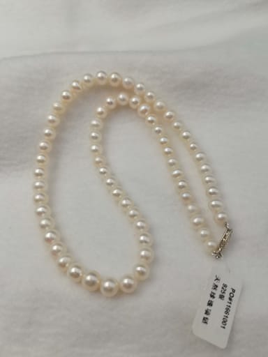 925 Sterling Silver Freshwater Pearl White Round Dainty Beaded Necklace