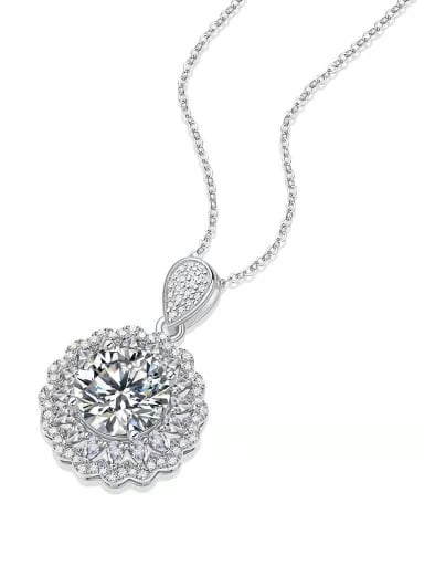 925 Sterling Silver Moissanite White Lariat Necklace