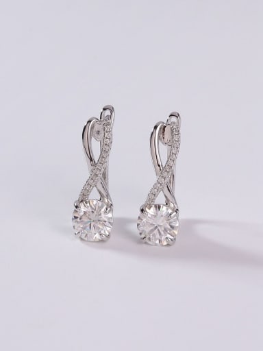 925 Sterling Silver Cubic Zirconia White Minimalist Clip Earring