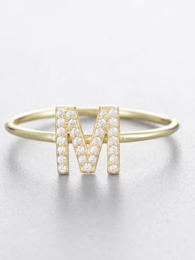 925 Sterling Silver Cubic Zirconia White Letter Minimalist Band Ring