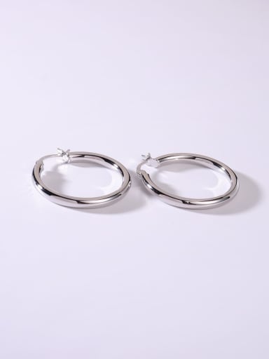 925 Sterling Silver White Minimalist Hoop Earring