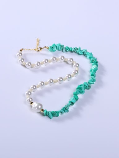 Stainless steel Imitation Pearl Multi Color Minimalist Beaded Necklace