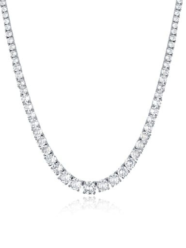 925 Sterling Silver Cubic Zirconia White Minimalist Cuban Necklace