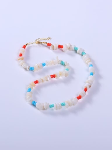 925 Sterling Silver Shell Multi Color Minimalist Beaded Necklace