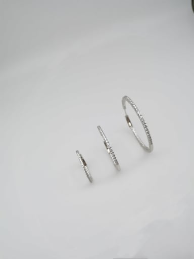 925 Sterling Silver Cubic Zirconia White Minimalist Hoop Earring