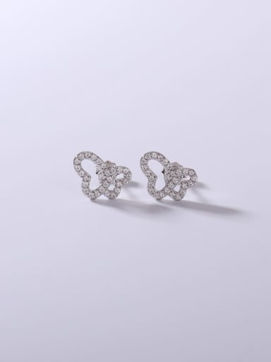 925 Sterling Silver Cubic Zirconia White Bowknot Minimalist Stud Earring
