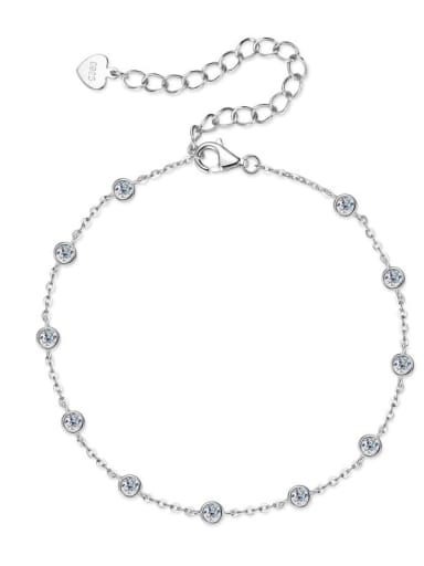 925 Sterling Silver Moissanite White Minimalist Link Bracelet