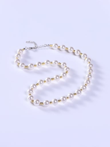 Stainless steel Freshwater Pearl White Minimalist Beaded Necklace