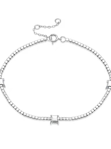 925 Sterling Silver Moissanite White Minimalist Adjustable Bracelet
