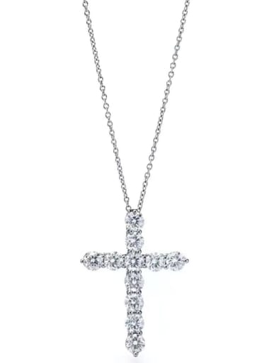925 Sterling Silver Cubic Zirconia White Religious Minimalist Lariat Necklace
