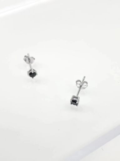 925 Sterling Silver Cubic Zirconia Black Minimalist Stud Earring
