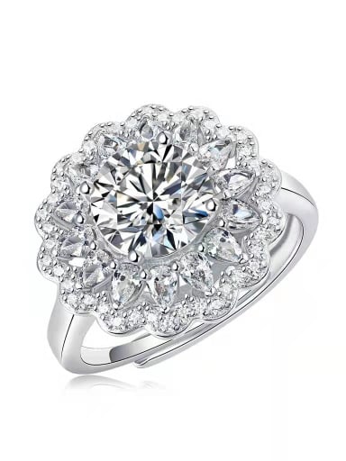 925 Sterling Silver Moissanite White Statement Band Ring