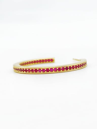 Red stone yellow 925 Sterling Silver Cubic Zirconia Red Minimalist Hoop Earring