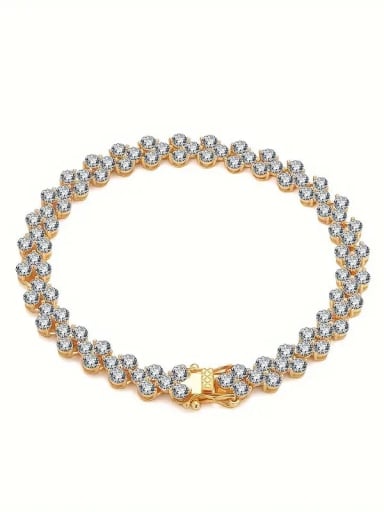 Yellow 7inch 925 Sterling Silver Moissanite White Minimalist Link Bracelet