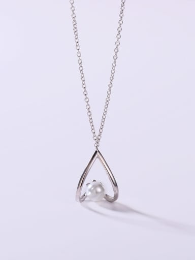 925 Sterling Silver Imitation Pearl White Minimalist Lariat Necklace
