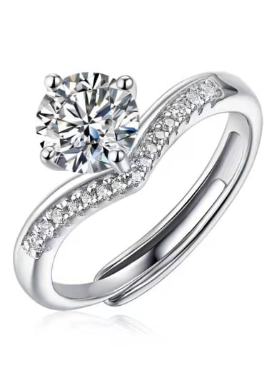 925 Sterling Silver Moissanite White Dainty Band Ring
