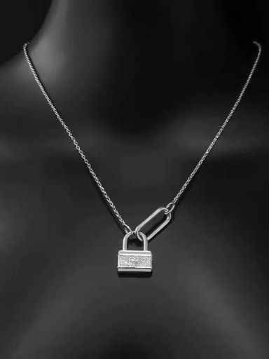 White 925 Sterling Silver Cubic Zirconia White Minimalist Initials Necklace