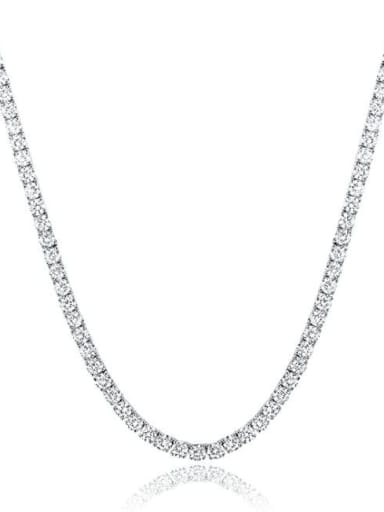 925 Sterling Silver Moissanite White Minimalist Cuban Necklace