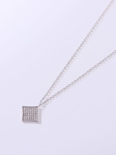 925 Sterling Silver Cubic Zirconia White Minimalist Link Necklace