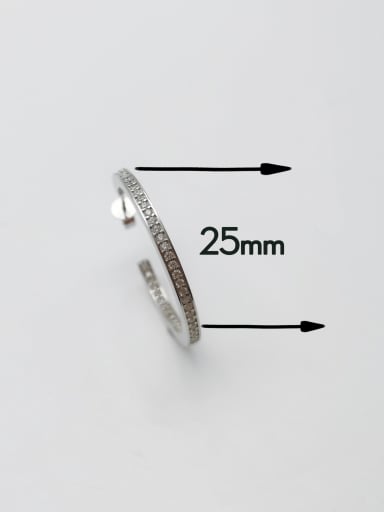 White stone white 925 Sterling Silver Cubic Zirconia White Minimalist Hoop Earring