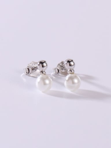 925 Sterling Silver Imitation Pearl White Minimalist Stud Earring
