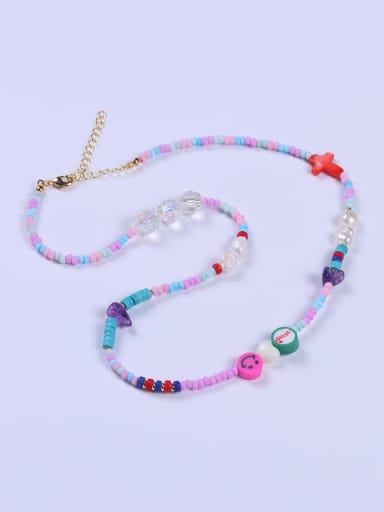 Stainless steel Freshwater Pearl Multi Color Glass beads Minimalist Beaded Necklace